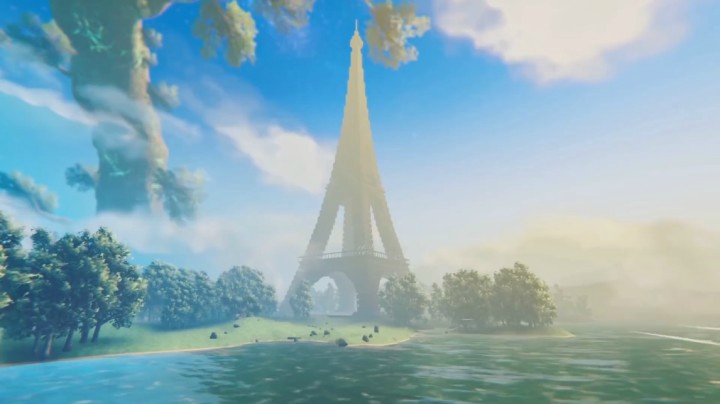 在英灵神殿中搭建埃菲尔铁塔，耗费4万砖块