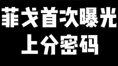菲戈首次曝光上分密码