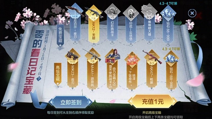 穿越火线枪战王者活动零的春日记一元高级宝藏永久AK47枪娘实况解说