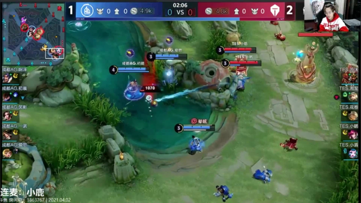【2021-04-02 21点场】解说黄大仙：大炮观赛记 TES vs 成都AG超玩会