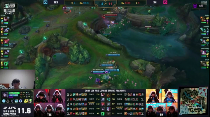 S11 LPL 春季赛TES VS SN TES3-1SN拿下比赛 完整版广告时间赛后采访都有  金贡OB视角