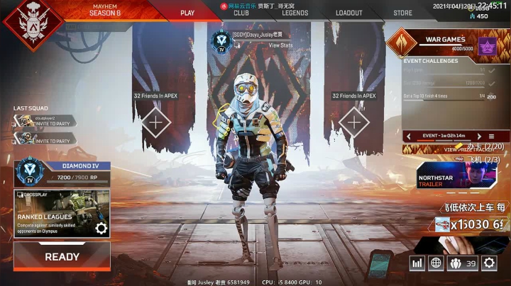 【2021-04-20 22点场】Jusley：【钻排2=1】4万杀 双语主播