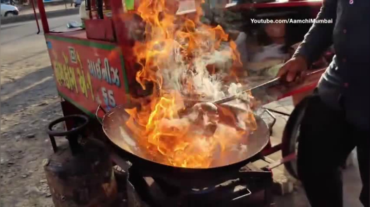 Vadodara印度街头小吃的街头炒面
