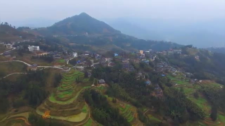 无人机高空航拍 农村景色