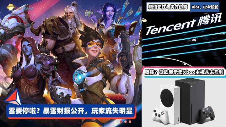 3DM速报：暴雪三年流失29%玩家，腾讯正协商继续控股拳头与Epic