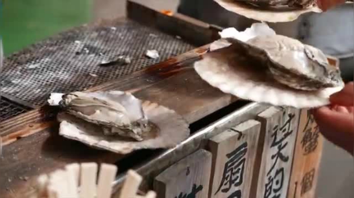 日本街头 美食 生蚝  螃蟹  羊肉