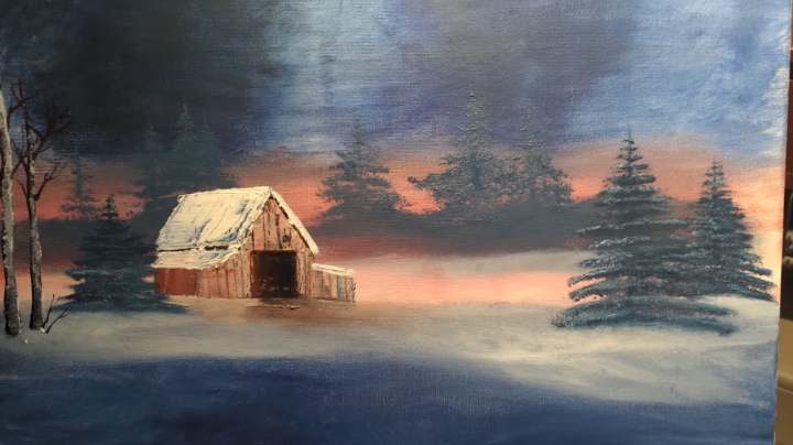 孟老板油画自学雪景 完结篇2