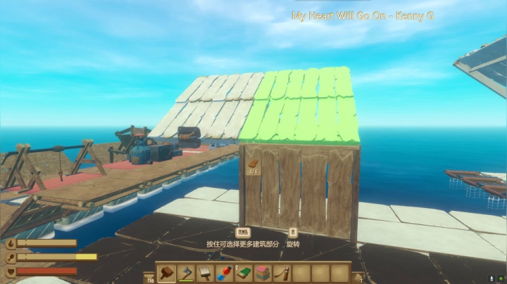 Raft 木制屋顶两种浮空技巧