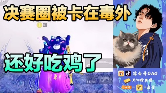 凉白开OAO.决赛圈被卡在毒外还好吃鸡了