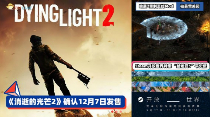 3DM速报：《消逝的光芒2》12月7日发售 Steam“开放世界”特惠