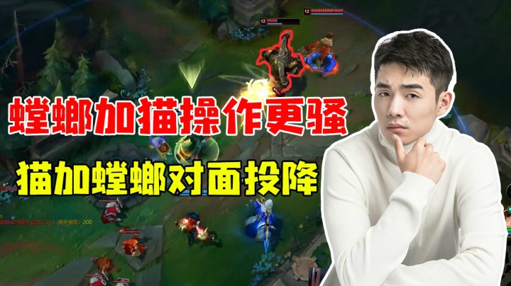 螳螂加猫 操作更骚，猫加螳螂 对面投降。