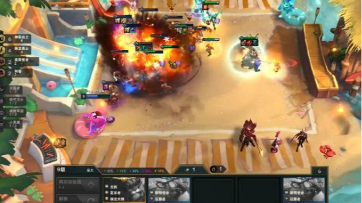 云顶之弈：6神盾4屠龙，神装武器伤害爆表，34血轻松吃鸡