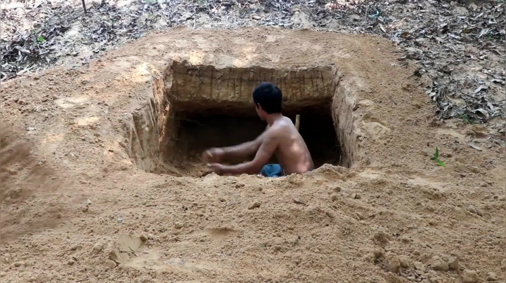 原始生活』冬暖夏凉的地下小屋 (3)