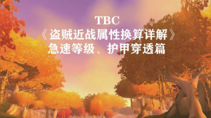 《最详尽系列》TBC盗贼近战属性换算详解（急速等级、护甲穿透篇）