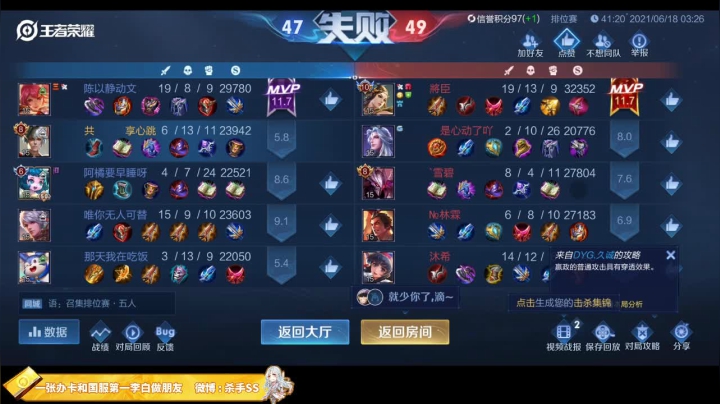 【2021-06-18 04点场】不可一世杀手：巅峰赛屠龙！