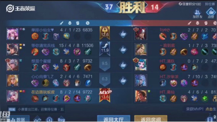 微信区五排小乔【MVP】（二嫂 虹光 帅哥 表弟）