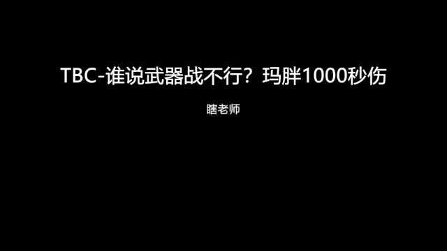 TBC-谁说武器战不行？玛胖1000秒伤