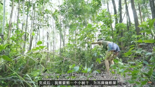 用金合欢树皮做了一个漂亮的吊床(6)妹子 荒野 生存原始技能.flv