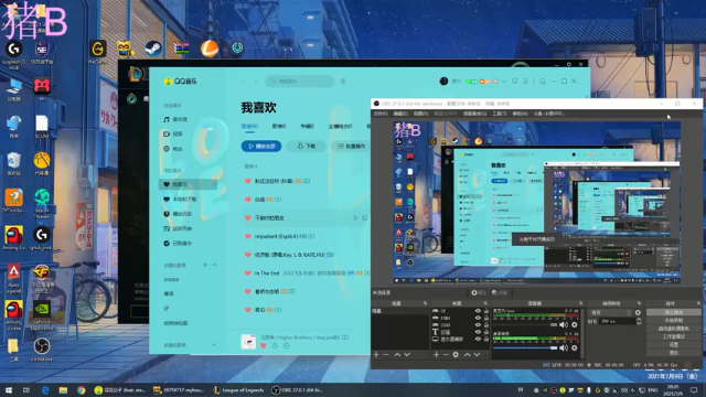 【2021-07-09 20点场】小傅FFFFF：把把希 来听歌 pubg