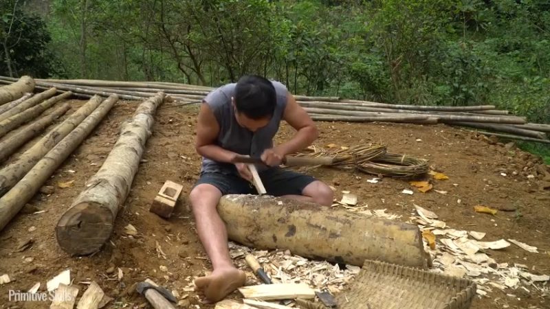 E69制作木匠工具12【真人我的世界-空手发展-单人炼铁】