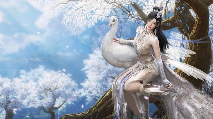 白孔雀开屏有多美？剑网3多彩风尚季新品展示