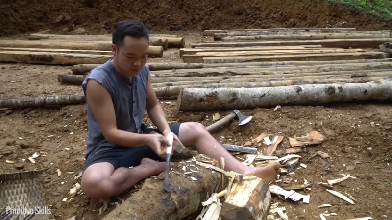 E69制作木匠工具9【真人我的世界-空手发展-单人炼铁】