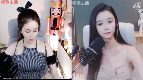两个网红女主播连麦，身材都很好看啊