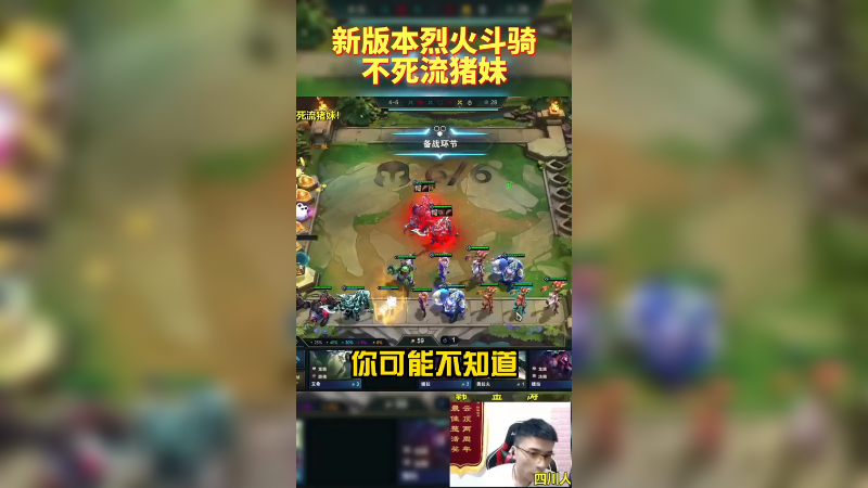云顶之弈5.5赛季新版笨烈火斗骑不死流猪妹，这个猪猪也太强了吧，二星吴签根本打不动，天使也只配背景板。乖乖~