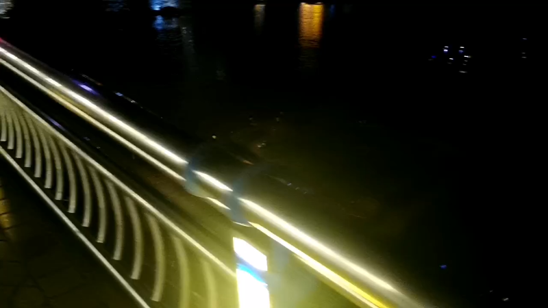 不知道桥下面那些人拿着手电筒是在捞鱼虾还是捡螺丝或是在抓螃蟹