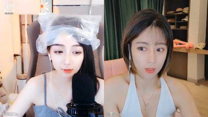 美女头戴塑料袋很好看