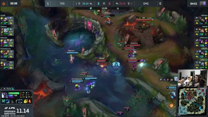 【2021-08-03 18点场】余小C真的很强：余小C：一起看TES VS OMG