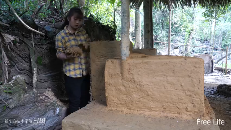 P33传统厨房灶台14妹子独自深入荒野隐居修仙,建设世外桃源投个币吧