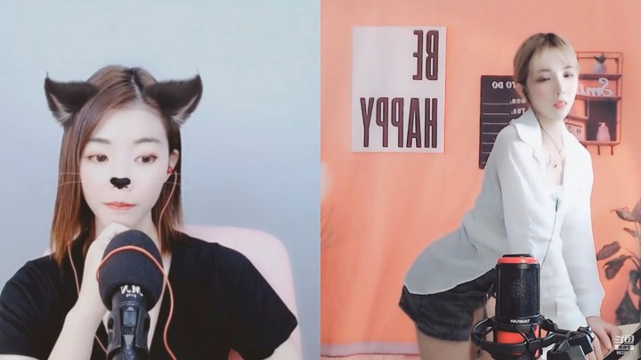 美女主播言言表演骑单车，动作幅度不大但是很有吸引力