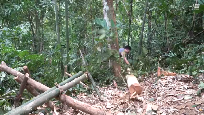 全集更新精剪版(3)E70竹屋升级，建造木屋【真人我的世界-空手发展-单人炼铁】