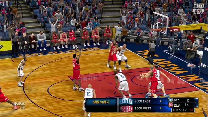 NBA2K14UBR名单2000年东西部全明星对决,卡特对科比上半场