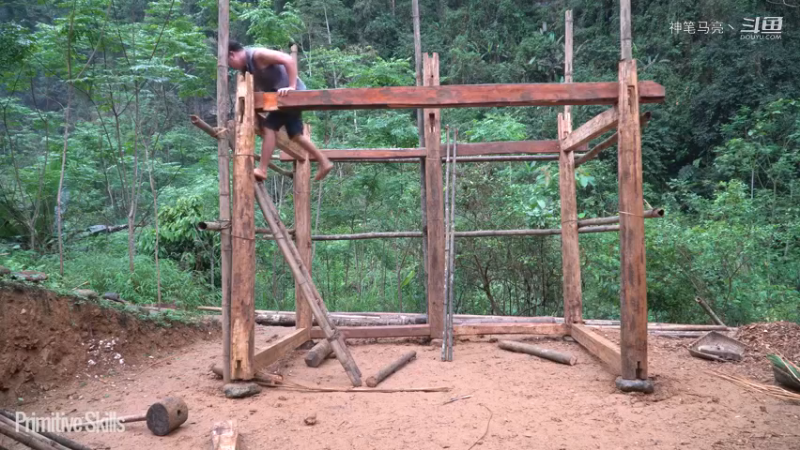 全集更新精剪版(13)E70竹屋升级，建造木屋【真人我的世界-空手发展-单人炼铁】