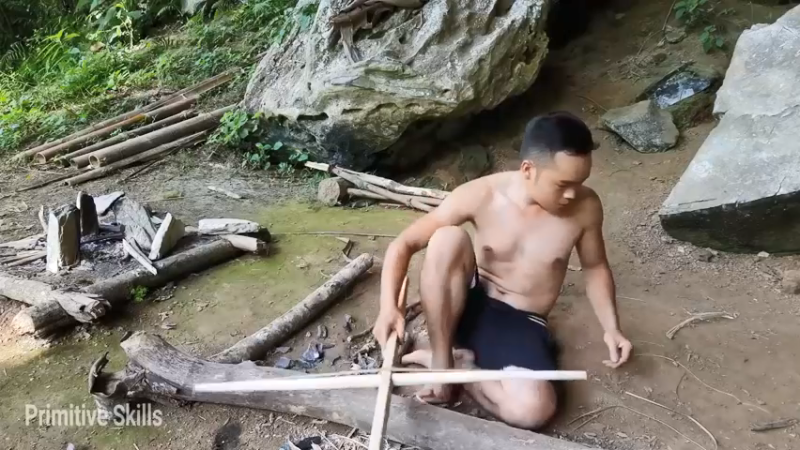 第1季梦开始的地方精剪P18制作木弩(13)(真人我的世界-空手发展-石器时代)