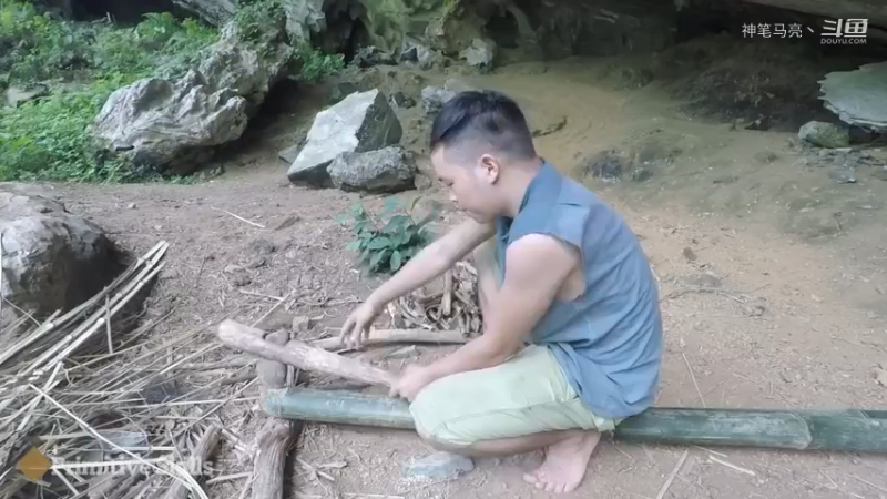 第1季梦开始的地方精剪P7小竹弓技能演示(2)(真人我的世界-空手发展-石器时代)