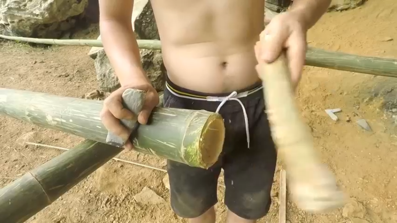 梦开始的地方精剪P9在庇护所制作床(7)(真人我的世界-空手发展-石器时代)