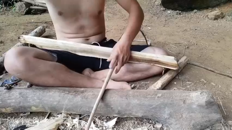 第1季梦开始的地方精剪P18制作木弩(11)(真人我的世界-空手发展-石器时代)