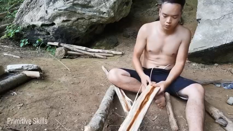 第1季梦开始的地方精剪P18制作木弩(4)(真人我的世界-空手发展-石器时代)