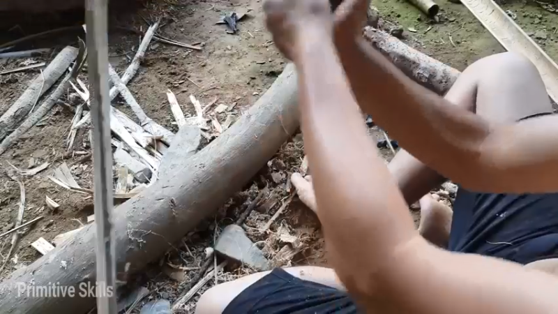 第1季梦开始的地方精剪P18制作木弩(15)(真人我的世界-空手发展-石器时代)