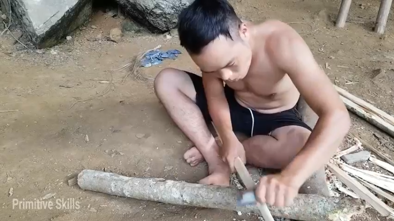第1季梦开始的地方精剪P18制作木弩(5)(真人我的世界-空手发展-石器时代)