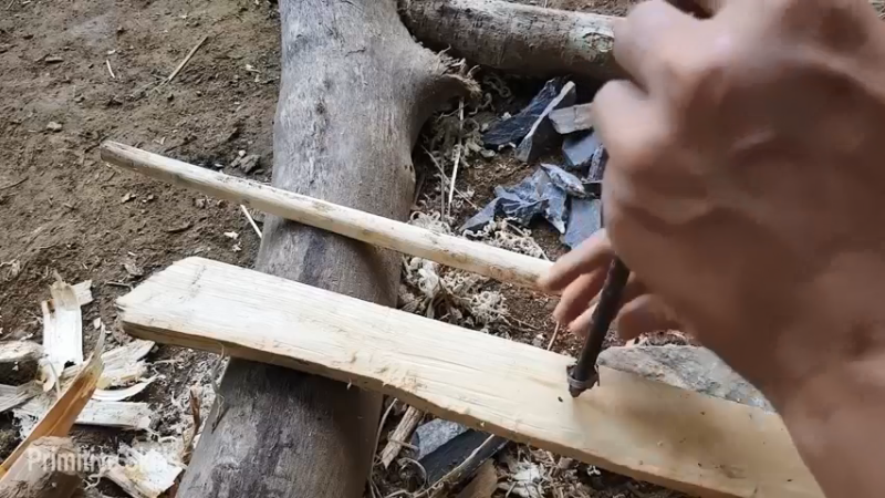 第1季梦开始的地方精剪P18制作木弩(8)(真人我的世界-空手发展-石器时代)