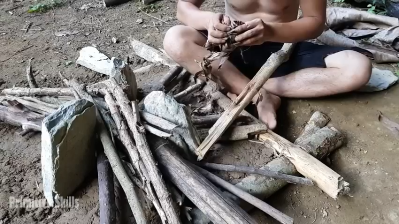 第1季梦开始的地方精剪P16石板厨房(10)(真人我的世界-空手发展-石器时代)