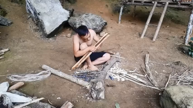 第1季梦开始的地方精剪P18制作木弩(9)(真人我的世界-空手发展-石器时代)