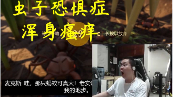 洞主玩禁闭求生虫子恐惧症复发，看到蚂蚁和蜘蛛浑身发痒只能强行退出游戏结束玩耍