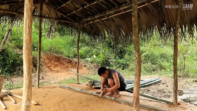 放下第一个基地：03(12)制作竹小屋【真人我的世界-空手发展-铁器时代】