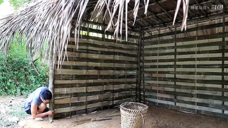 放下第一个基地：03(15)制作竹小屋【真人我的世界-空手发展-铁器时代】