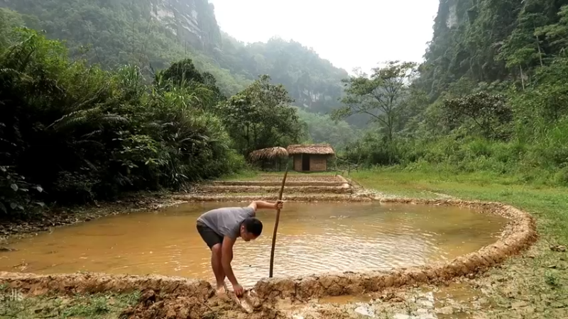 精剪回顾1号基地11鱼塘13【真人我的世界-空手发展-单人炼铁】